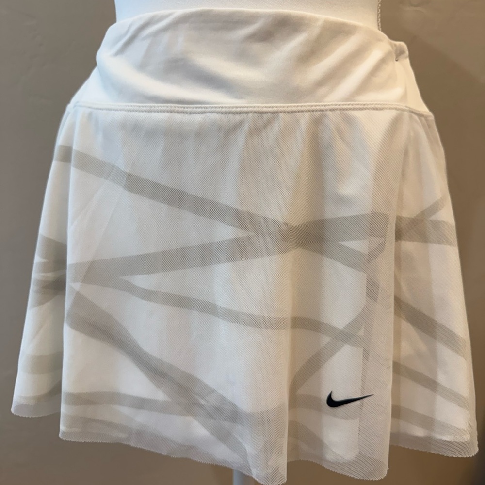 Nike White Skater Tennis Skirt with Beige print, DRI-Fit, Quick Dry